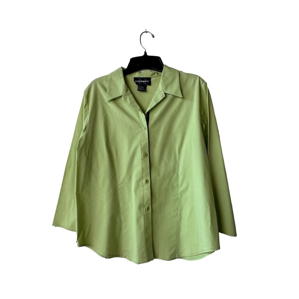 Requirements Green 3/4 Sleeve Button Up Shirt